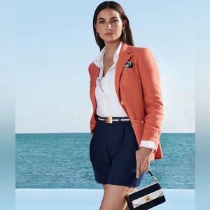 Lauren Ralph Lauren petite Linen-Blend Herringbone Blazer orange 4P